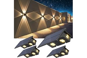 APILAB Solar Fence Lights Outdoor, 3 Modes (Warm/Neutral/Cool White), 4 Direction Selections, Waterproof Solar Powered Fence Lights for Outside, Solar Deck Light for Backyard/Wall/Step/Patio/Porch
