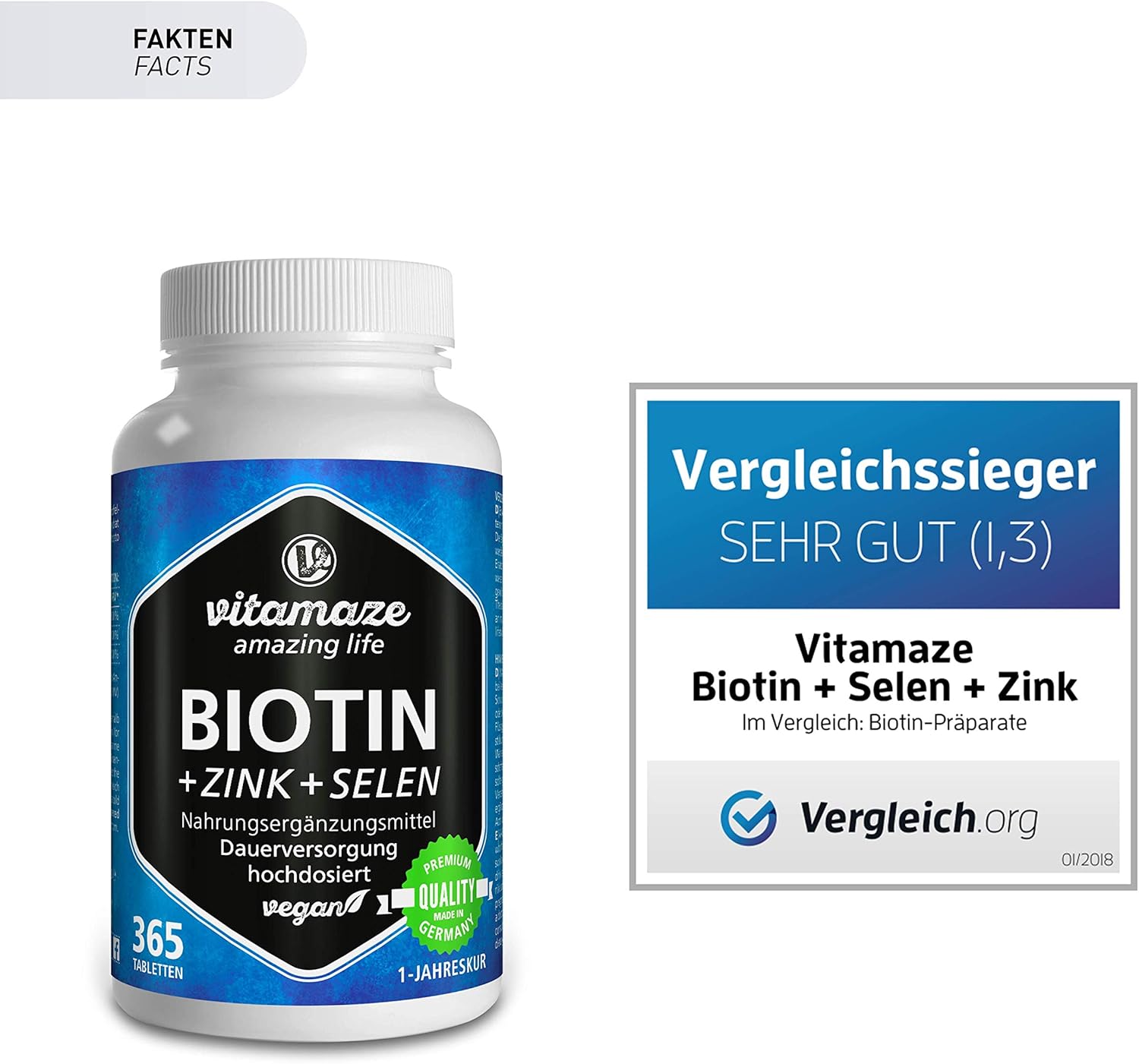 Vitamaze® Biotin 10000 mcg High Dose + Selenium + Zinc for Hair Growth