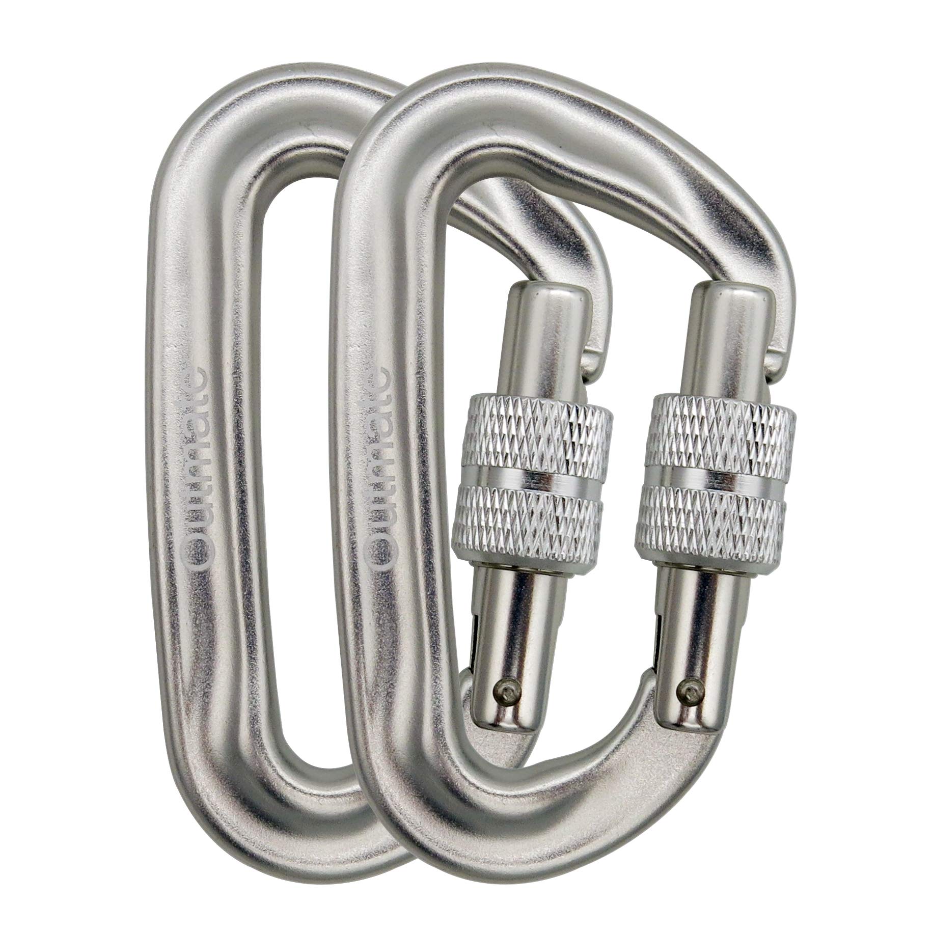 Outmate Carabiner Clip,12kN Aluminium Alloy Screwgate Carabiners,Heavy Duty Clips 2645lbs/1200kg,Perfect Gear for Hammocks Camping Hiking Keyring and Utility(Screw gate,2 Silver)