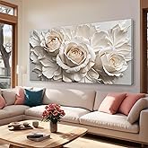 QSQ Canvas Art Wall Decor Print Paintings White Flower Wall Art Prints Pictures Decor Ready To Hang Pictures For Bedroom Bathroom Office Kitchen Home Decoration 20" × 40"