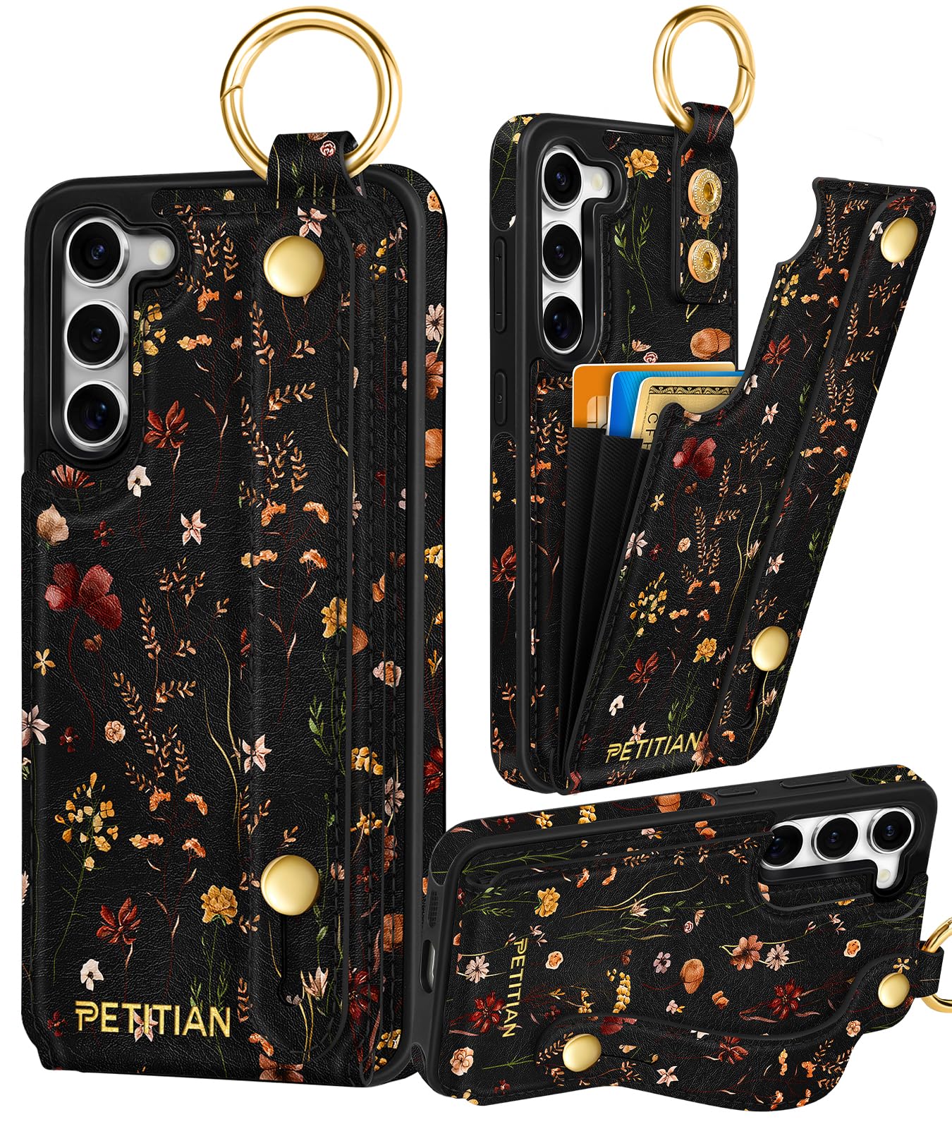 Photo 1 of **STOCK PHOTO FOR REFERENCE ONLY**
Petitian for Samsung Galaxy S23 Case with Wallet - Women Girls Cute Girly Aesthetic Unique Design Leather Credit Card Holder Cardholder Stand Wristband for S23, Grow Flower