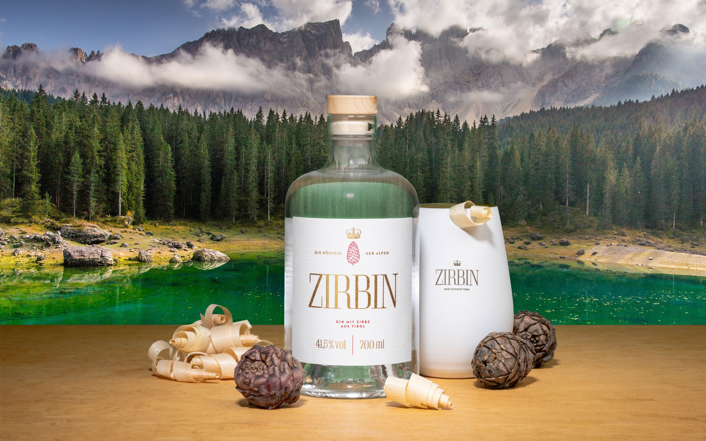 ZIRBIN Dry Gin mit Zirbe – Premium Craft Gin aus Tirol, Österreich – Wacholder & Alpine Botanicals – 41,5% Vol – 700 ml – Ideal für Gin Tonic & Cocktails 2