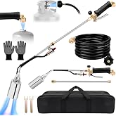 Propane Torch Weed Burner Kit, High Output with Long/Short Mode, Heavy Duty Blow Torch Flamethrower with 12.5FT Hose, Dual Fuel Support for Weed Burning, Melting Ice and Snow, Roofing and BBQ