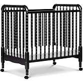 DaVinci Jenny 3-in-1 Convertible Mini Crib, GREENGUARD Certified, Ebony | GREENGUARD Certified Mini Crib w/ Removable Wheels, Converts to Toddler Bed &amp; Daybed w/ 4 Adjustable Mattress Heights