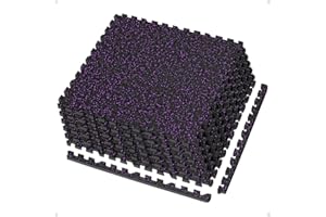 AIRHOP 0.56in Thick 24 Sq Ft Exercise Equipment Mats, 6 Tiles Upgraded Rubber Top with High Density EVA Foam, Large Interlock
