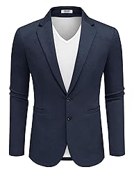 COOFANDY Men Stretch Knitted Blazer Jacket Slim Fit