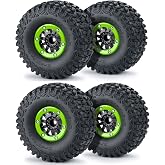 RCLIONS 1/7th RC Car 2.8inch Beadlock Wheel Rims and Tires Set Upgrades for 1:7 UDR Unlimited Desert Racer (Green)