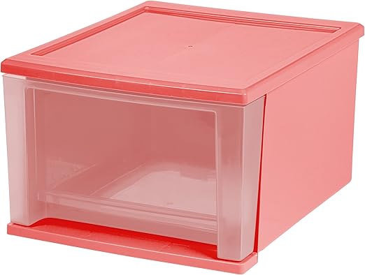 Amazon Com Iris 17 Quart Stacking Drawer 4 Pack Coral Home