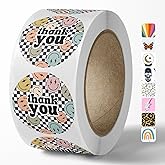 Cute Thank You Stickers (500 Count) - 1.5' Round Waterproof Stickers for Small Business Supplies - Smiles