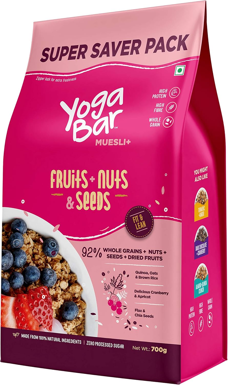 Yogabar Breakfast Cereal & Muesli 92 Fruit and Nut + Seeds + WholeGrains Super Saver