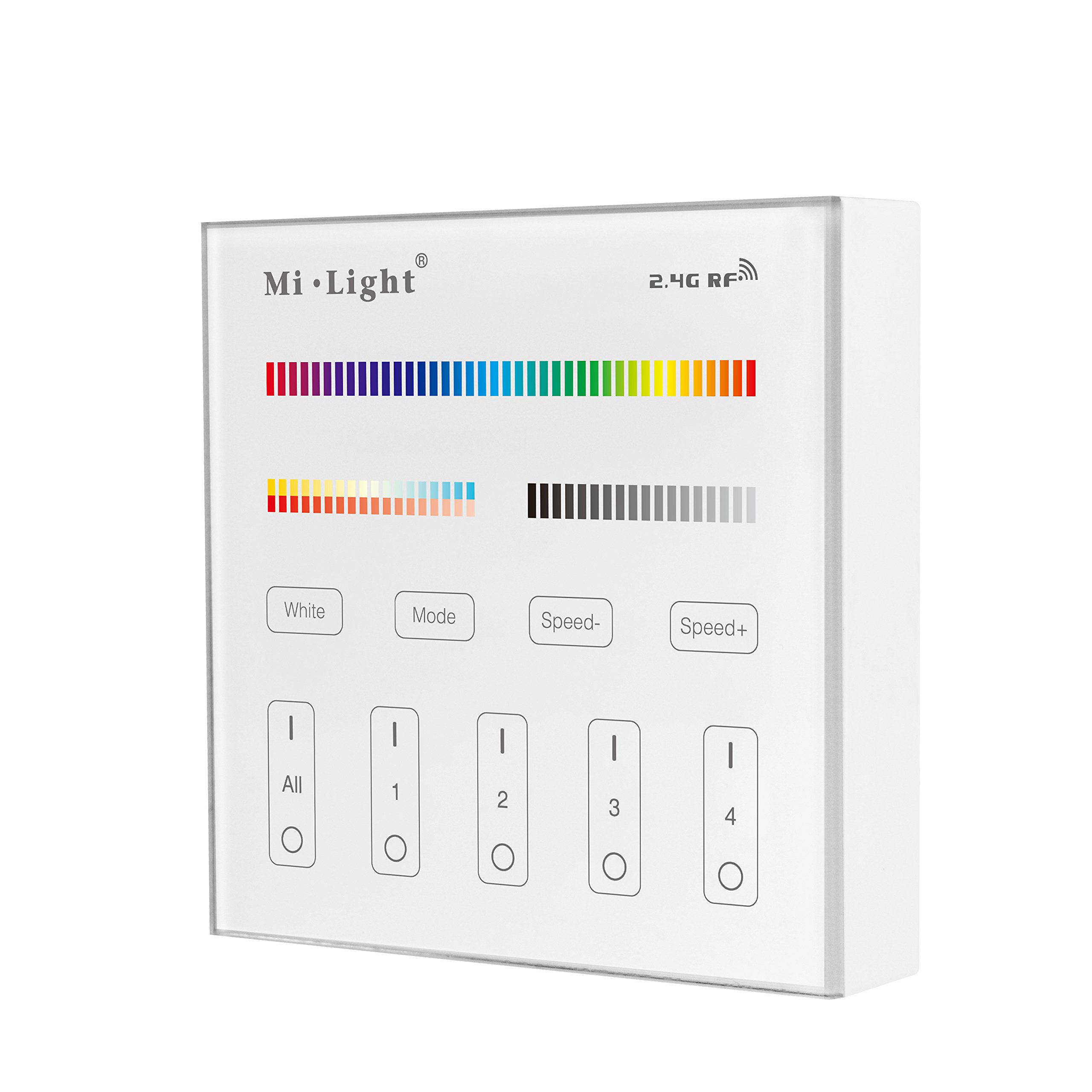 lighteu®, 2.4G Wall Touch Remote Switch T4 for 4-Zone RGB/RGBW CCT LED Lights Works with Milight Miboxer, EasyBulb, T4