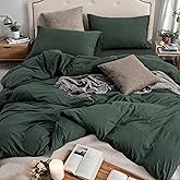 PURE ERA Jersey Knit Duvet Cover Set 100% T-Shirt Cotton Super Soft Comfy 3pc Bedding Set with Zipper Closure (Solid Forest Green, Queen, 90"X90")