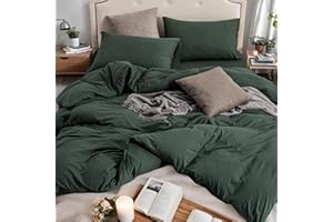 PURE ERA Jersey Knit Duvet Cover Set 100% T-Shirt Cotton Super Soft Comfy 3pc Bedding Set with Zipper Closure (Solid Forest Green, Queen, 90"X90")