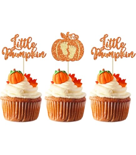 A Little Pumpkin Is On The Way Cake Topper – Fall Baby Shower, Gender Reveal, Thanksgiving Party Decoration