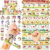 60PCS Mushroom Party Favors Mushroom Themed Slap Bracelet 36PCS Enchanted Forest Mushroom Temporary Tattoos Stickers, Whimsical Woodland Forest Party Supplies Decorations for Garden Fairy Shower