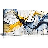 THRLVEART Abstract Office Artwork Wall Decor - Blue Canvas Art Wall Decor for Living Room - Modern Wall Art for Bedroom Size 20" x 40"