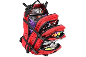 LIGHTNING X PRODUCTS Lightning X Stocked EMS/EMT Trauma & Bleeding First Aid Responder Medical Backpack + Kit (Red)