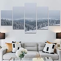 SIGNWIN 5 Panel Canvas Wall Art Modern Art Forest Multicolor Photography Relax/Calm Romantics Scenic for Home Decorations Ready to Hang - 60