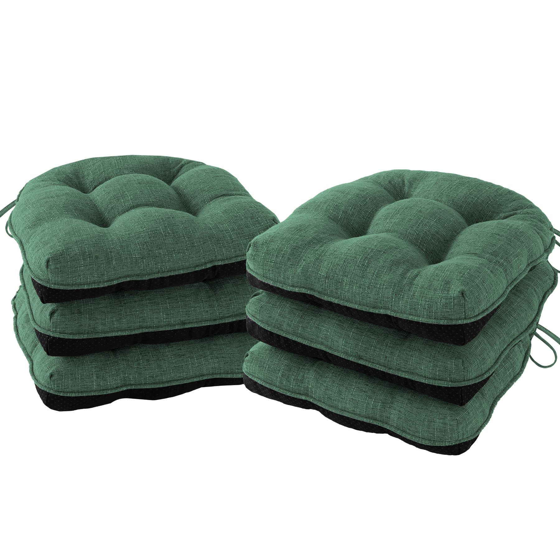 Photo 1 of IPYNBAP Chair Cushions for Dining Chairs Set of 6, Kitchen Chair Cushions, Chair Pads with Ties Non Slip Backing, Christmas Room Decor, Tufted Memory Foam Seat Cushion 6 Pack, 15.5x15.5x4, Dark Green