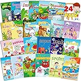 Aannanl 24 Mini Coloring Books Suitable for Kids Ages 2-4 and 4-8,Small Party Gifts,Bulk Birthday Gifts,Gift Bag fillers Include Dinosaurs,Mermaids,Animal,Princess(24-A)