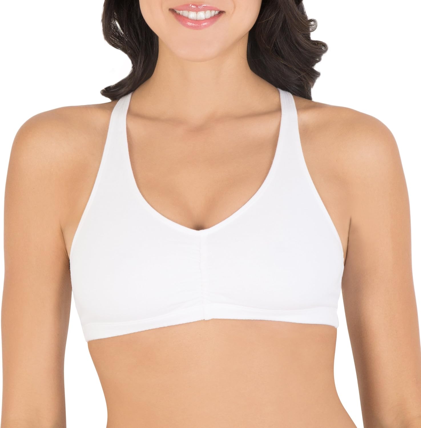 Fruit of the Loom Women's Adjustable Shirred Front Racerback Bra (Pack of 3) at  Women’s Clothing store