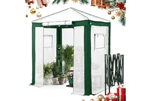 EAGLE PEAK 6x4 Portable Walk in Greenhouse with Polyester Reinforced Corners, Instant Pop up Indoor Outdoor Gardening Green House, Roll Up Zipper Entry Door and Mesh Windows, Green/White