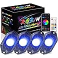 SWATOW INDUSTRIES RGB Rock Lights Bluetooth App/Remote Control Underglow Multicolor Neon Lights RGB Rock Light Kit Wheel Well Lights for ATV UTV RZR Can-am Wrangler Golf Cart, 4Pods