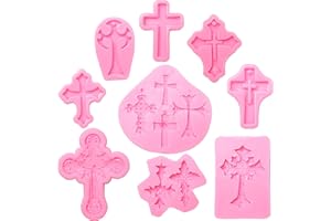 MAGIGIFT Cross Fondant Mold Set - 9 Piece Cross Silicone Molds for Cupcake Topper Sugarcraft Polymer Clay Crafting Projects and Cake Decoration