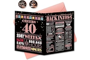 BGTCARDS 40th Birthday Card, 40th Birthday Gifts Women, 40th Birthday Decorations for Her, Jumbo Birthday Cards for 40 Year Old Daughter, Rose Gold