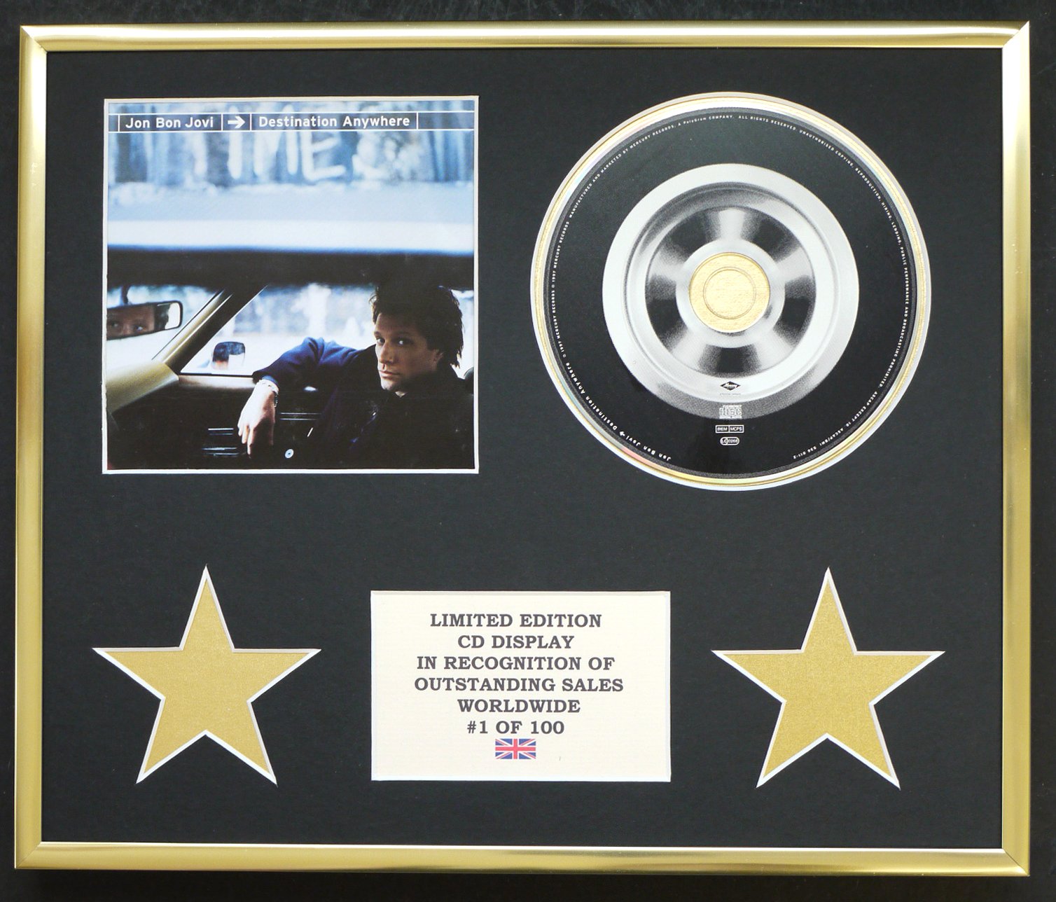JON BON JOVI/CD DISPLAY/LIMITED EDITION/COA/DESTINATION ANYWHERE