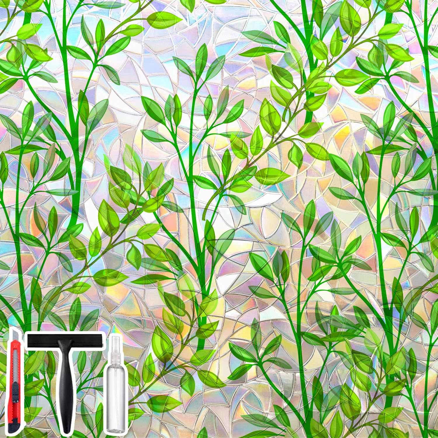 Window Privacy Film with Cutting Grid, Non-Adhesive