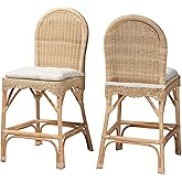 bali & pari Bilu Bohemian Natural Rattan 2-Piece Counter Stool Set
