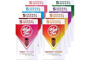 THE FRUGAL SMOKER High Tea - All Natural Herbal Smoking Wraps - Variety Pack (All Flavors) - Peach, Strawberry, Honey, Melon, Mango, Sweet, Grape, Apple incl Frugal Smoker Sticker