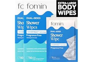 FOMIN Travel Shower Wipes - 20 Pack Individually Wrapped - No Rinse XL Bathing Wipes with Vitamin E - Fragrance-Free Full Body Wipes for Adults - Waterless Bath Wipes for Hygiene, Camping, & Gym