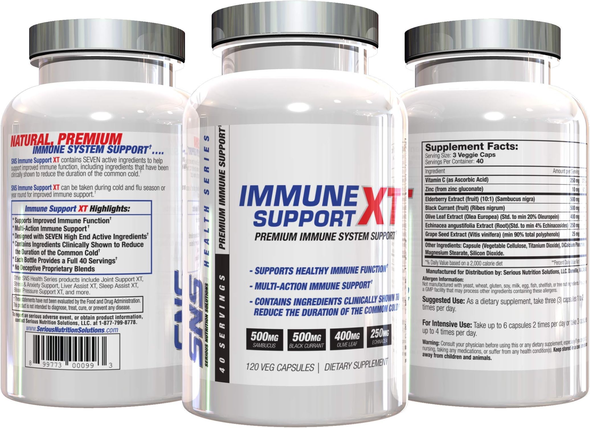 SNS Immune Support XT - Elderberry, Black Currant, Olive Leaf, Echinacea, & more
