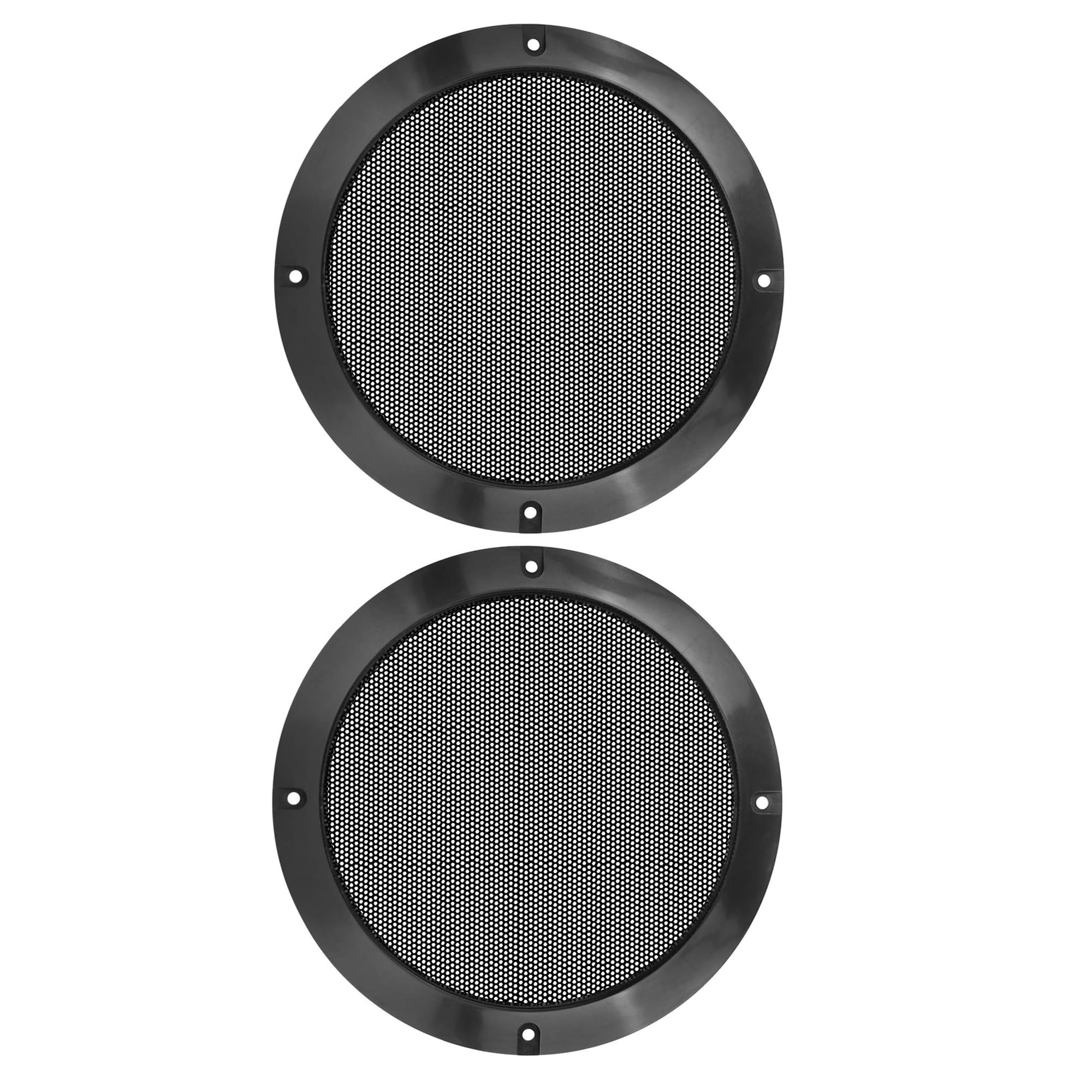 MACHSWON 2pcs 6.5 Inch Car Metal Glossy Audio Speaker Cover Mesh Subwoofer Grill Horn Guard Decorative Circle Grille Protector Black