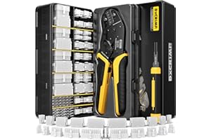 DxCRIMP Crimp Tool Mini-Fit Jr Kit,with 22 Types 2-20 Pin Molex 4.2mm Connector,Wire Gauge 18-26 AWG w/Remove Tool,Crimping Tool (30-16 AWG) Compatible JST, KF2510, AMP, Dupont,RC Servos,Futaba.