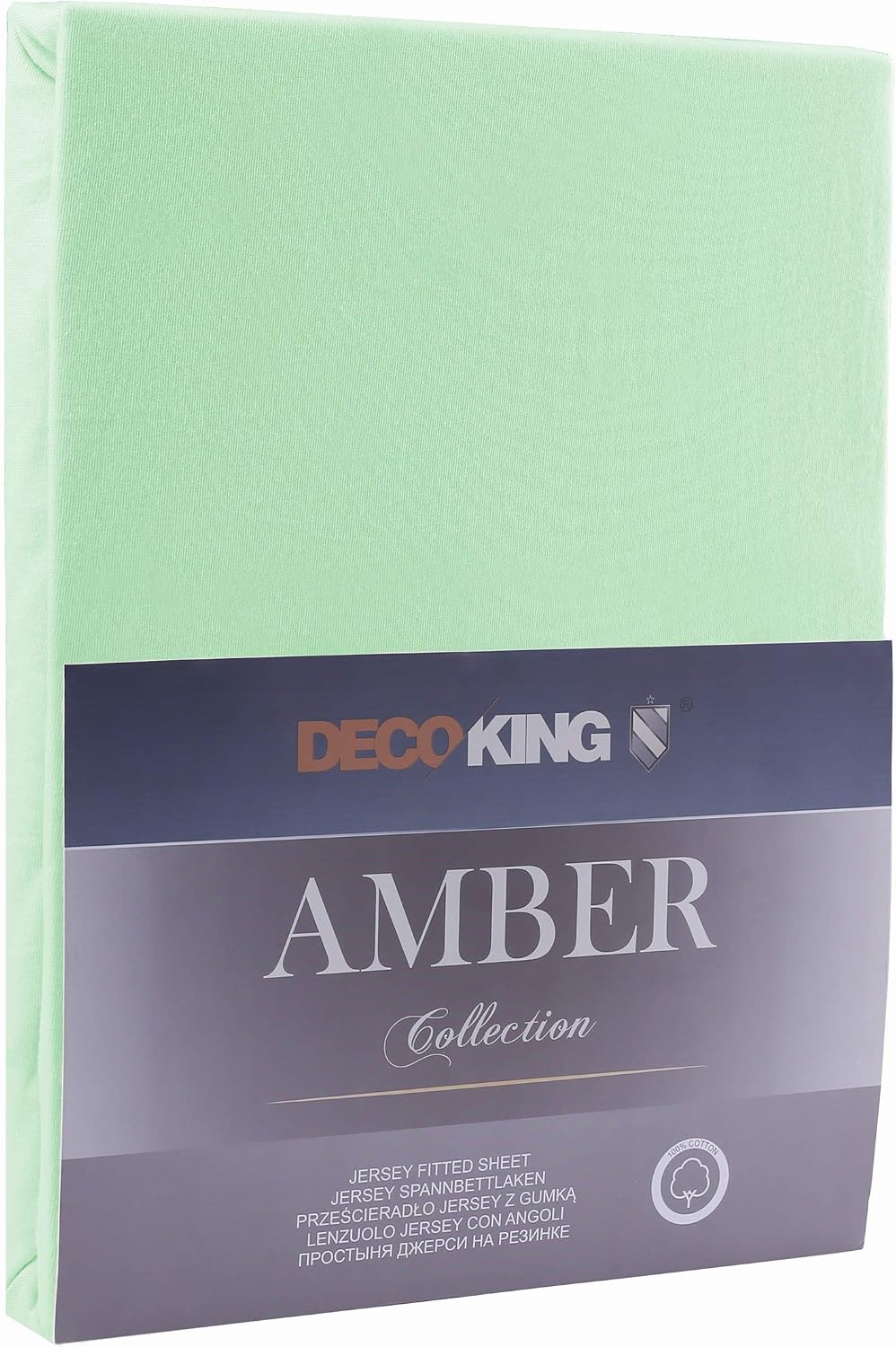 DecoKing Fitted Sheet Super King 100% Combed Cotton Soft Jersey Bed Sheet 160x200-180x200 cm Pepper Mint Amber - Image 3