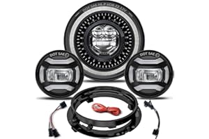 HWSTAR 2024 New 1000% Bright 7 inch LED Headlight Motorcycle DOT Kit Compatible with Harley Davidson Road King Fat boy Heritage Softail Tri Electra Glide etc w/Start-up Gradient Welcome Halo DRL