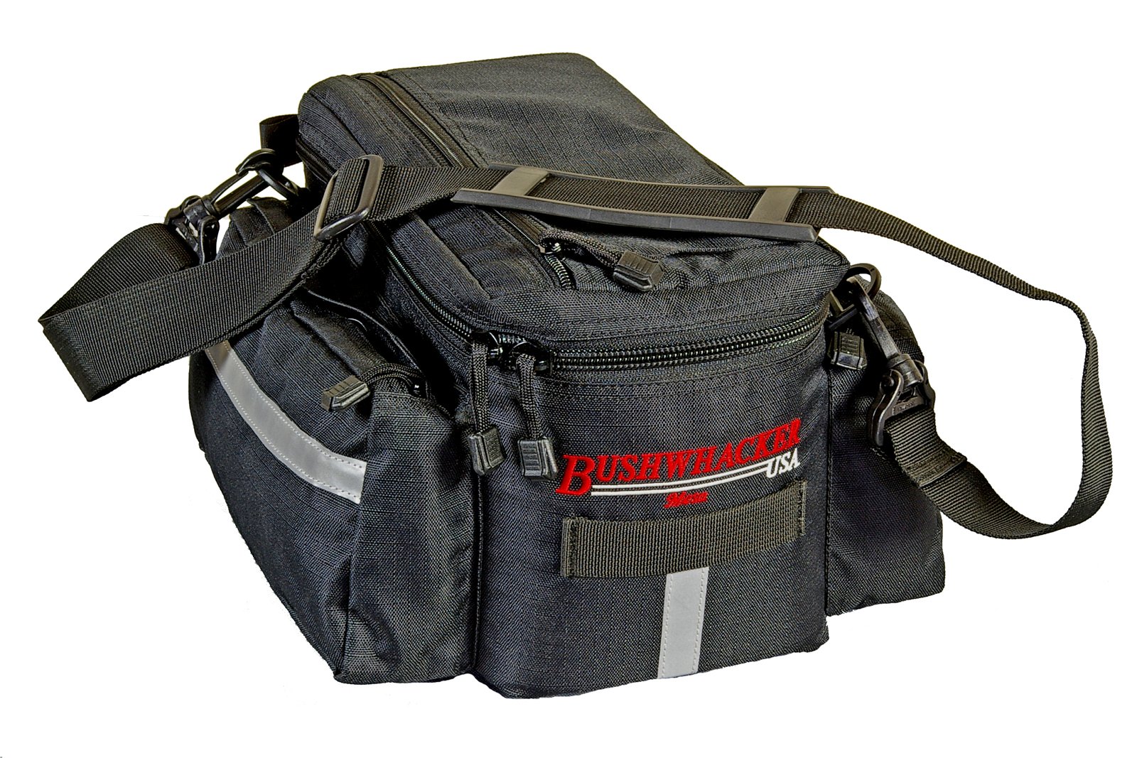 Bushwhacker® Mesa Trunk Bag Black w/ Rear Light Clip Attachment & Reflective Trim Bicycle