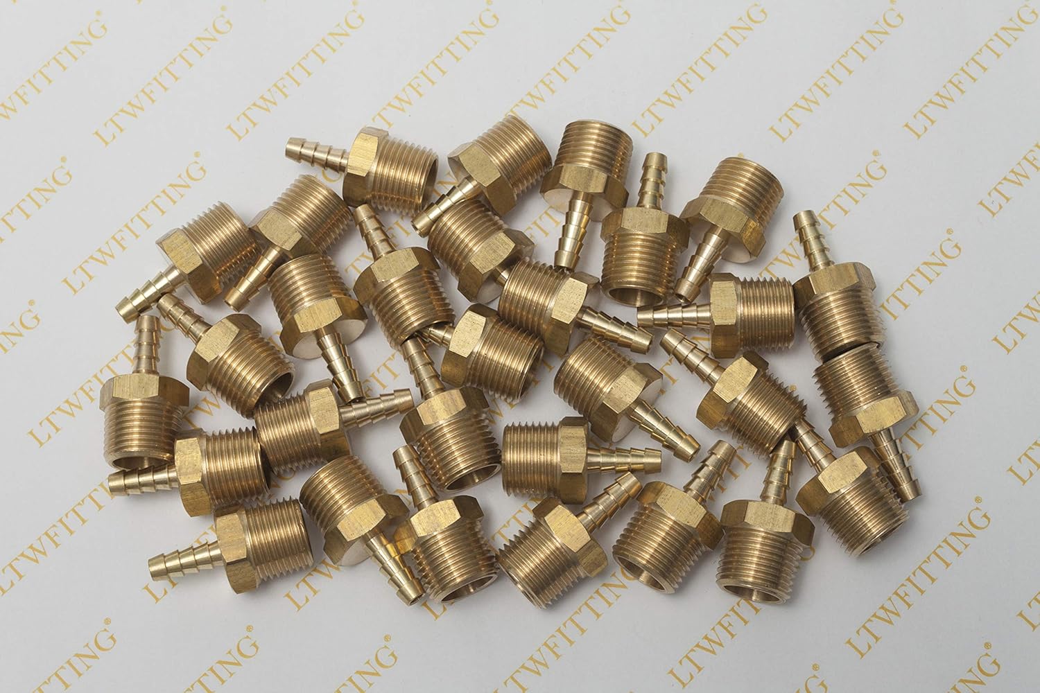 LTWFITTING Brass 1/2-Inch Male BSPT x 6mm Hose Barb Coupler Adapter Fitting for Vehicle Fuel System HVAC System (Pack of 25) - Image 3