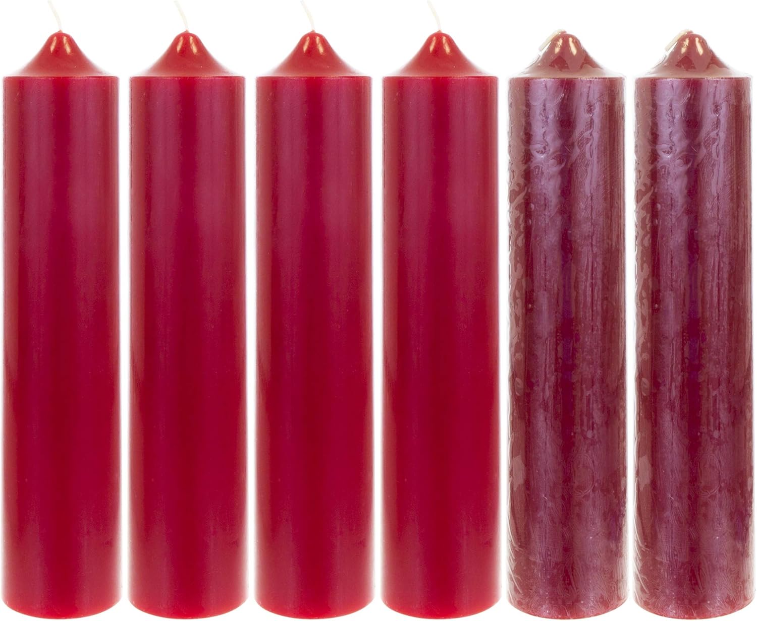 Mega Candles 6 pcs Unscented Red Round Dome Pillar Candle