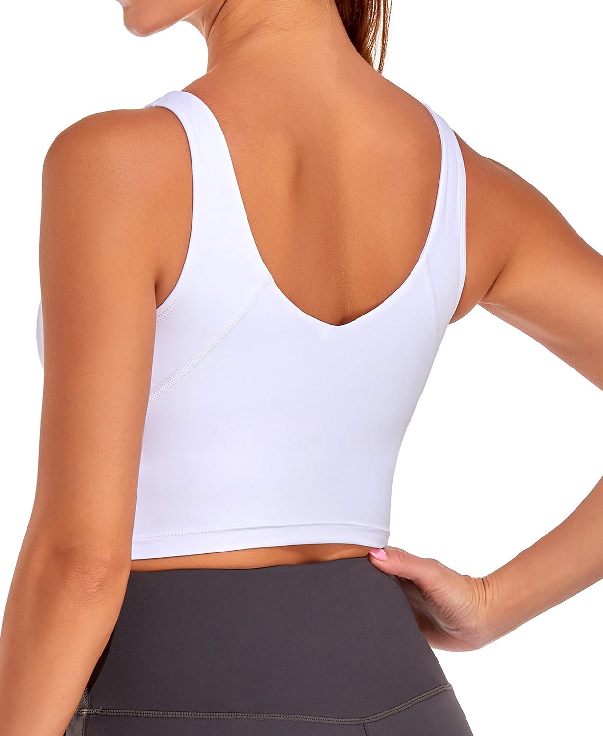 Oalka Sports Bra Womens Longline Padded Crop Tank Yoga Bras Workout Fitness Top at  Women’s Clothing store