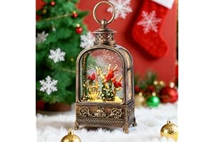 AIXULER Cardinal Snow Globe Christmas, Musical Snow Globe Lantern Lights with 6H Timer Battery & USB Powered, Retro Style Holiday Glitter Snow Globes for Xmas Home Decoration Indoor Holiday Party Gifts