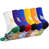 GRPSKCOS Boys Basketball Socks Athletic Outdoor Sock 6 Pairs Hiking Sports Socks for Boys Girls 5-14 Years