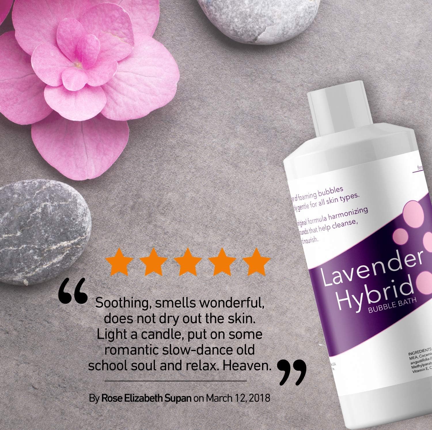 Bubble Bath for Women, Men and Teens - Lavender Hybrid, Gentle, and Safe for Sensitive Skin - With Vitamin E and Aloe Vera, 16 oz.: Health & Personal Care