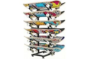 BiJun Skateboard Racks Floor Stand, 6-Layer Skateboard Holder,Snowboard Storage Rack, Skateboard Organizer Floor Stand for Deck, Longboard, Snowboard, Standard Skateboards, Mini Cruiser Skateboard