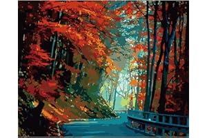 FILASLFT Paint by Number for Adults, Forest Path Paint by Numbers for Adults Beginner, Maple Leaf Painting by Number DIY Landscape Painting,Perfect for Home Wall Decoration 16x20 Inch.