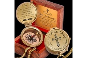 MYSTICKRAFT Engraved Brass Pocket Compass Gift - Psalm 32:8, First Communion Gifts, Baptism Gifts for Boys, Confirmation Gifts, Gifts for Men, Catholic Religious Christian Easter Gifts for Kids
