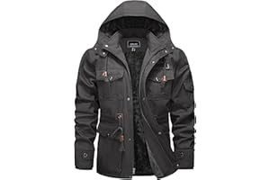 TACVASEN Men's Winter Jackets Military Fleece Tactical Windproof Cotton Jacket Thick Warm Cargo Hooded Work Casual Coats